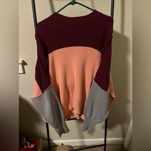 Size xs oversized free people color blocked sweater!